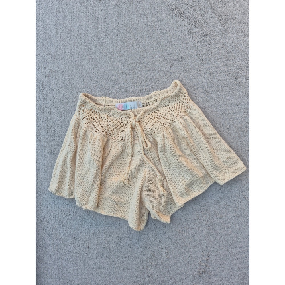 Free People Beach Natural Crochet Knit Shorts OB1474311 Cream XS